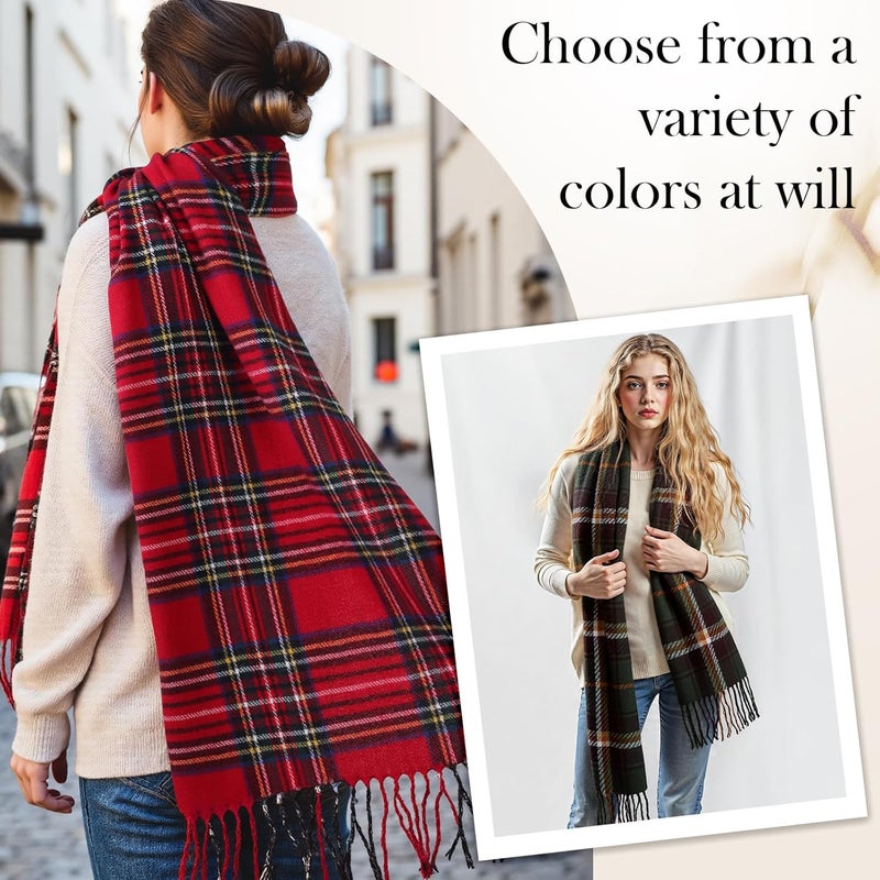 Pleneal Winter Scarf for Women, Scottish Checked Scarf Cashmere Feel Christmas Long Oversized Fashion Scarfs - Image 3